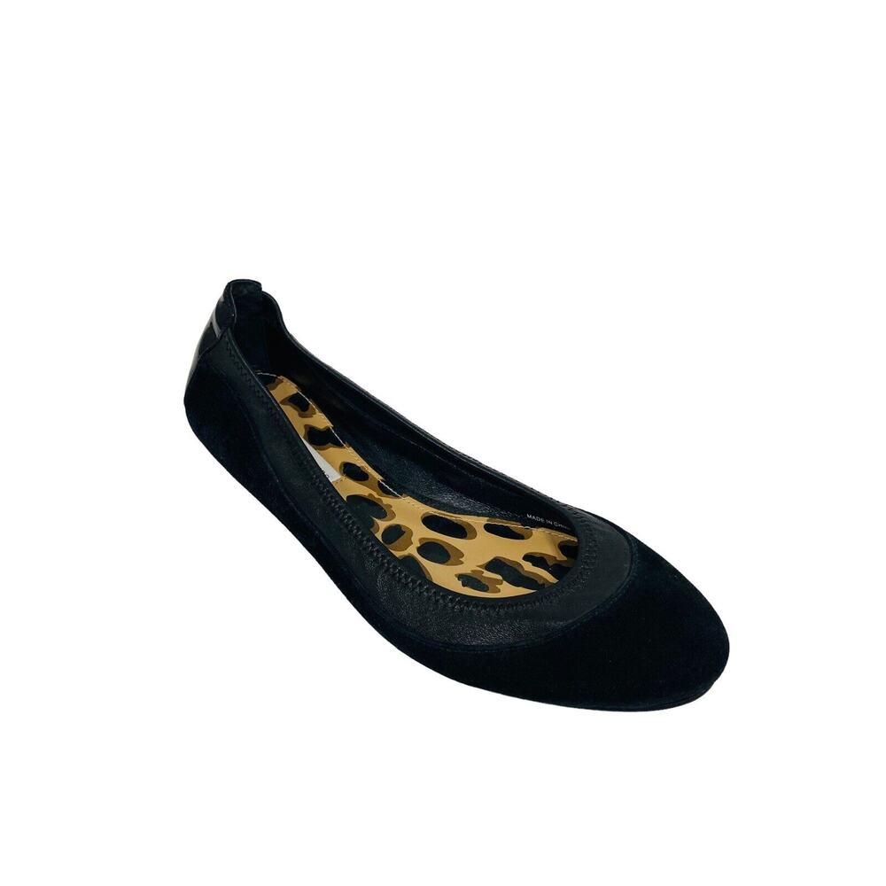 DIANE VON FURSTENBERG Black Leather Suede Ballet Flats Shoes Size EU 37.5 US 7.5